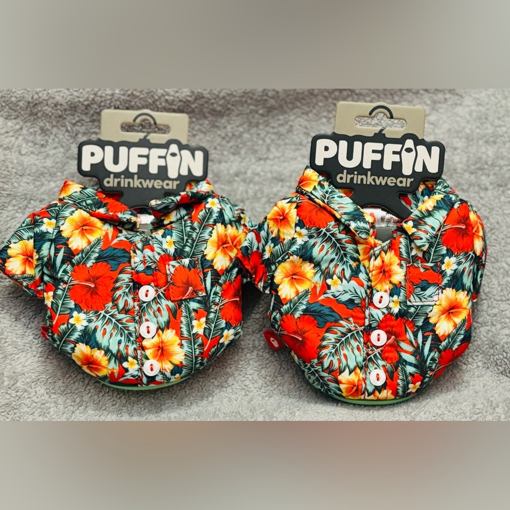 Pair of Puffin Drink Wear 12oz & 16oz Insulated Can Jackets - Aloha